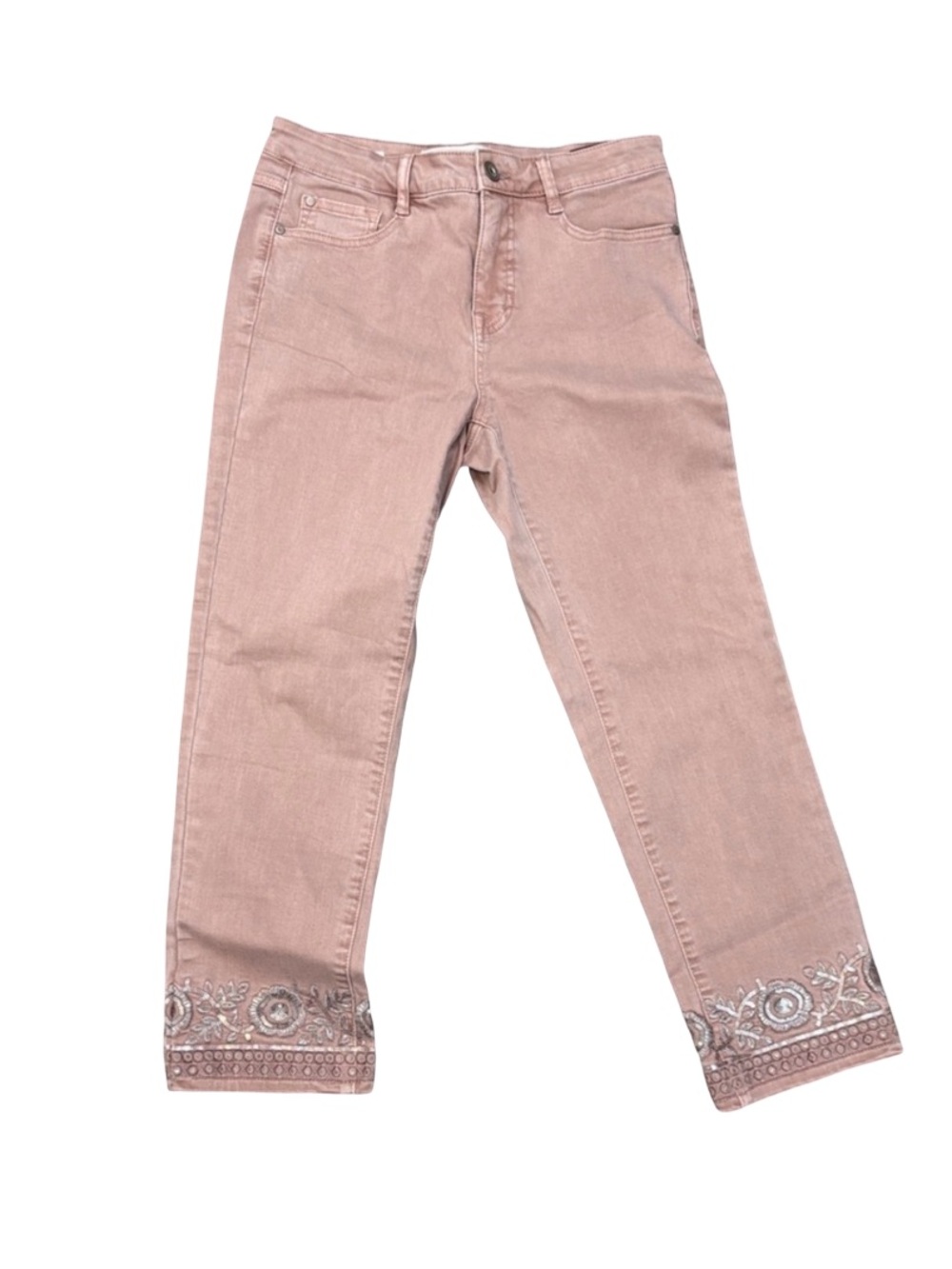 Tribal Women's Blush Embroidered Cropped Jeans